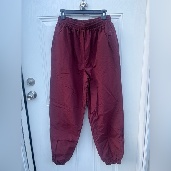 VTG 90s Champion Swishy Maroon Jogger Pants w/zip up ankles & cotton lining • L - Picture 10 of 12